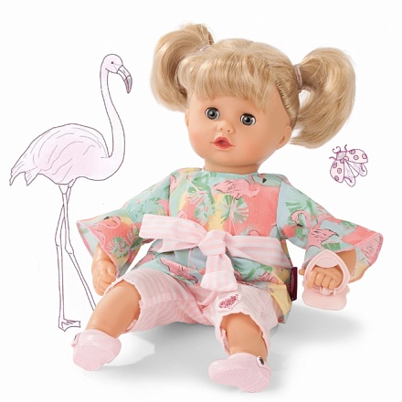 Кукла Маффин блондинка в кофточке с фламинго, 33 см. 